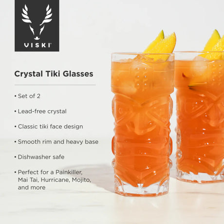 Pacific Crystal Tiki Glasses, Set of 2-5
