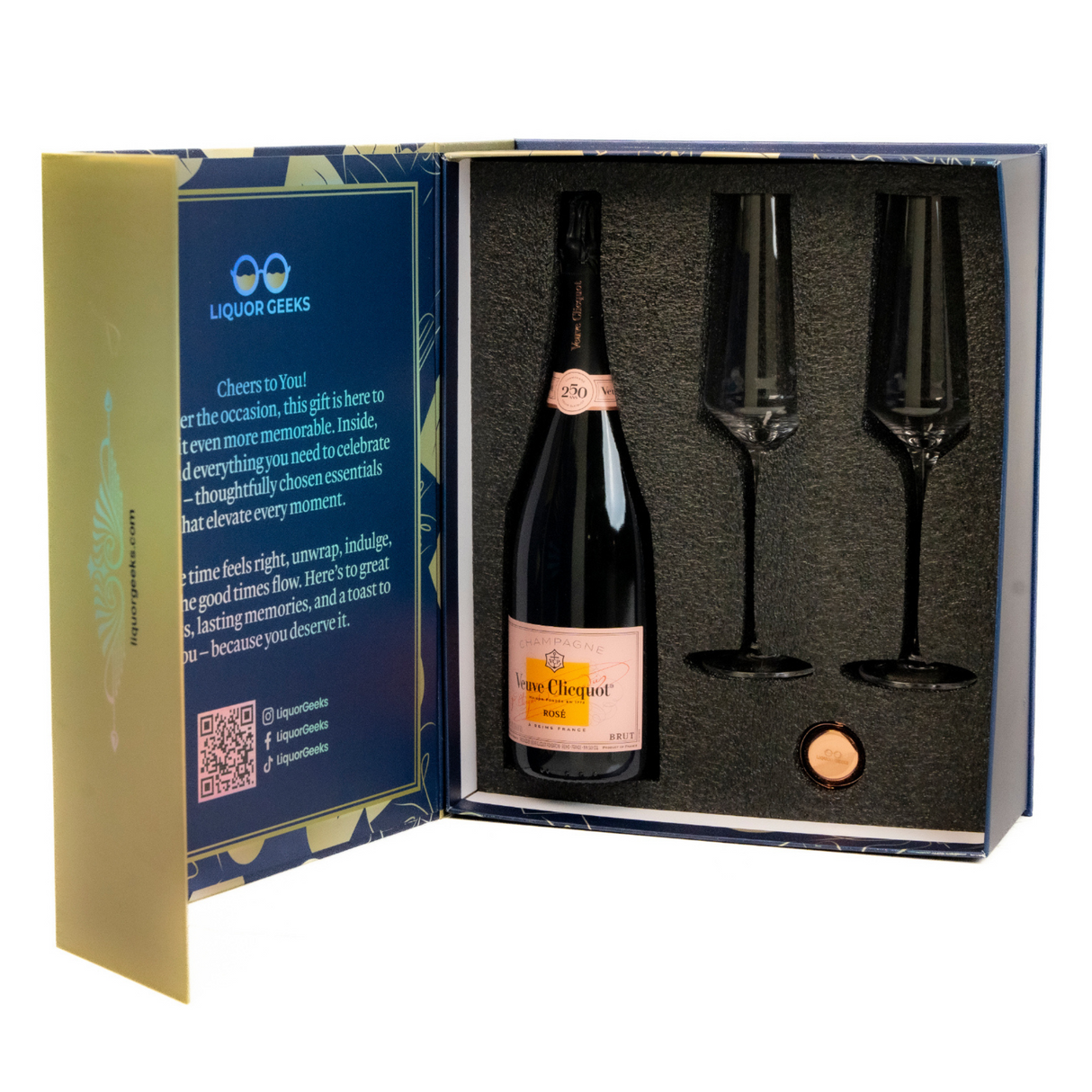 Veuve Clicquot Brut Rosé Champagne Gift Set with Glasses & Stopper – Exclusive Liquor Geeks Edition