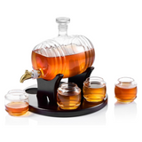 Whiskey Barrel Decanter Set with 4 Glasses