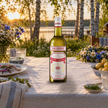 Aalborg Taffel Aquavit midsummer table - Liquor Geeks