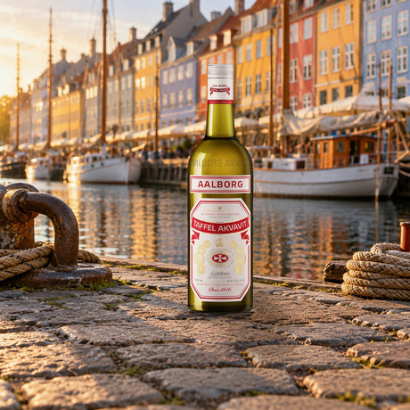 Aalborg Taffel Aquavit nyhavn quay - Liquor Geeks
