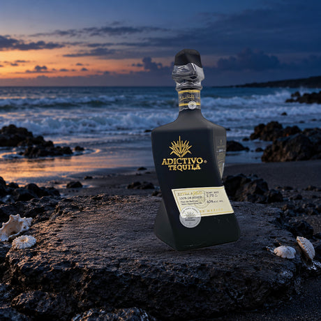 Adictivo Tequila Black Edition Extra Anejo 1.75 Liter black sand beach - Liquor Geeks
