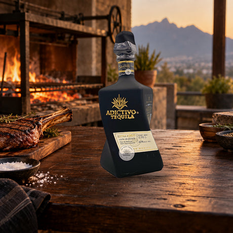 Adictivo Tequila Black Edition Extra Anejo 1.75 Liter mesquite grill table - Liquor Geeks