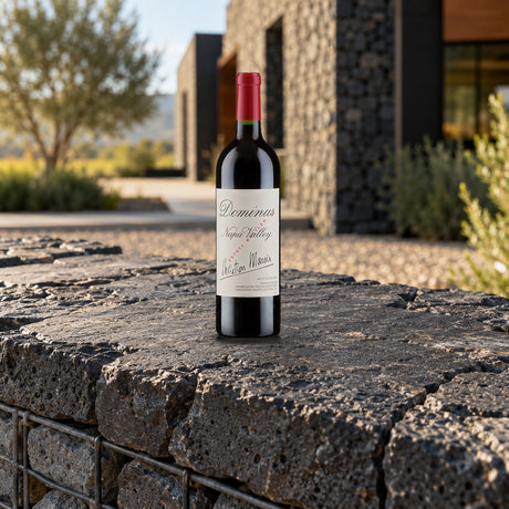 Dominus Red Wine Napa Valley 2023 With Wood Box basalt gabion ledge - Liquor Geeks