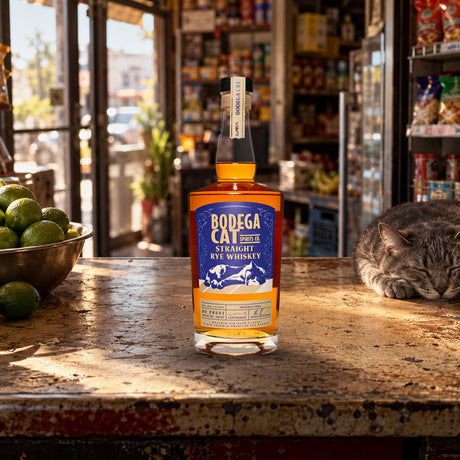 Bodega Cat Straight Rye Whiskey bodega counter - Liquor Geeks