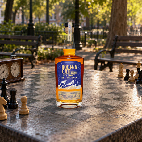 Bodega Cat Straight Rye Whiskey park chess table - Liquor Geeks