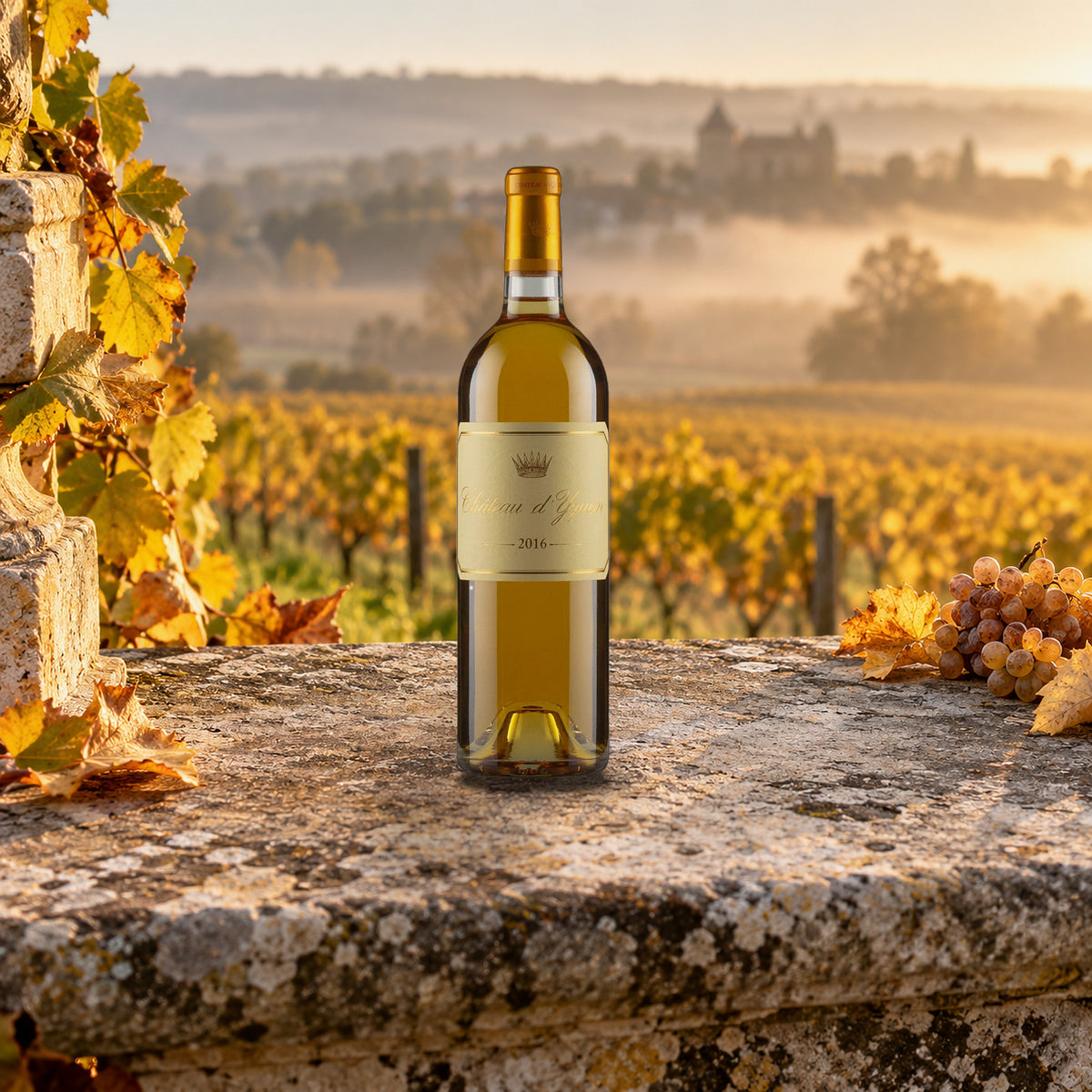 Chateau D'yquem Sauternes 2016 With Wood Box botrytis vine bench - Liquor Geeks
