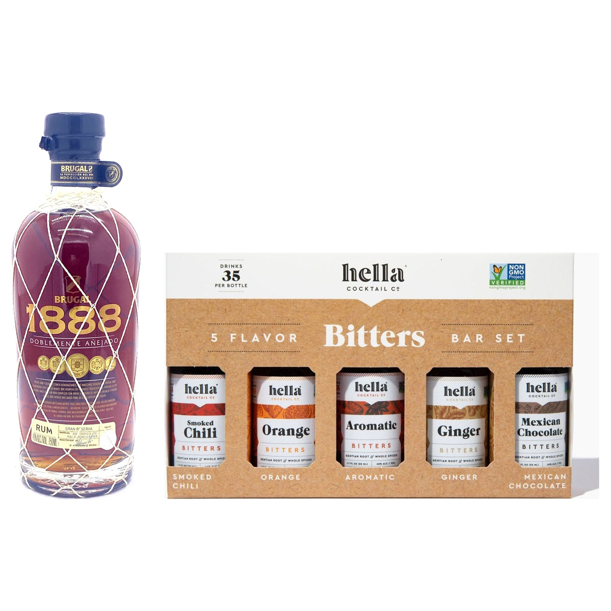 Rum & Bitters Set — Brugal 1888 & Hella 5 Flavor Bitters Bar Set