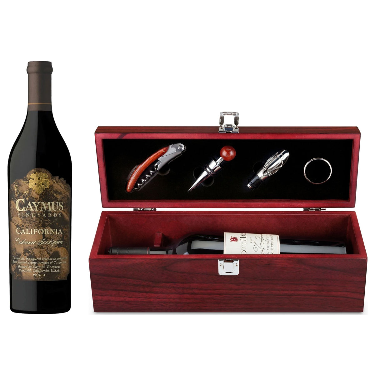 Caymus California Cabernet & Cherry Bottle Box with Wine Tools — Gift Set