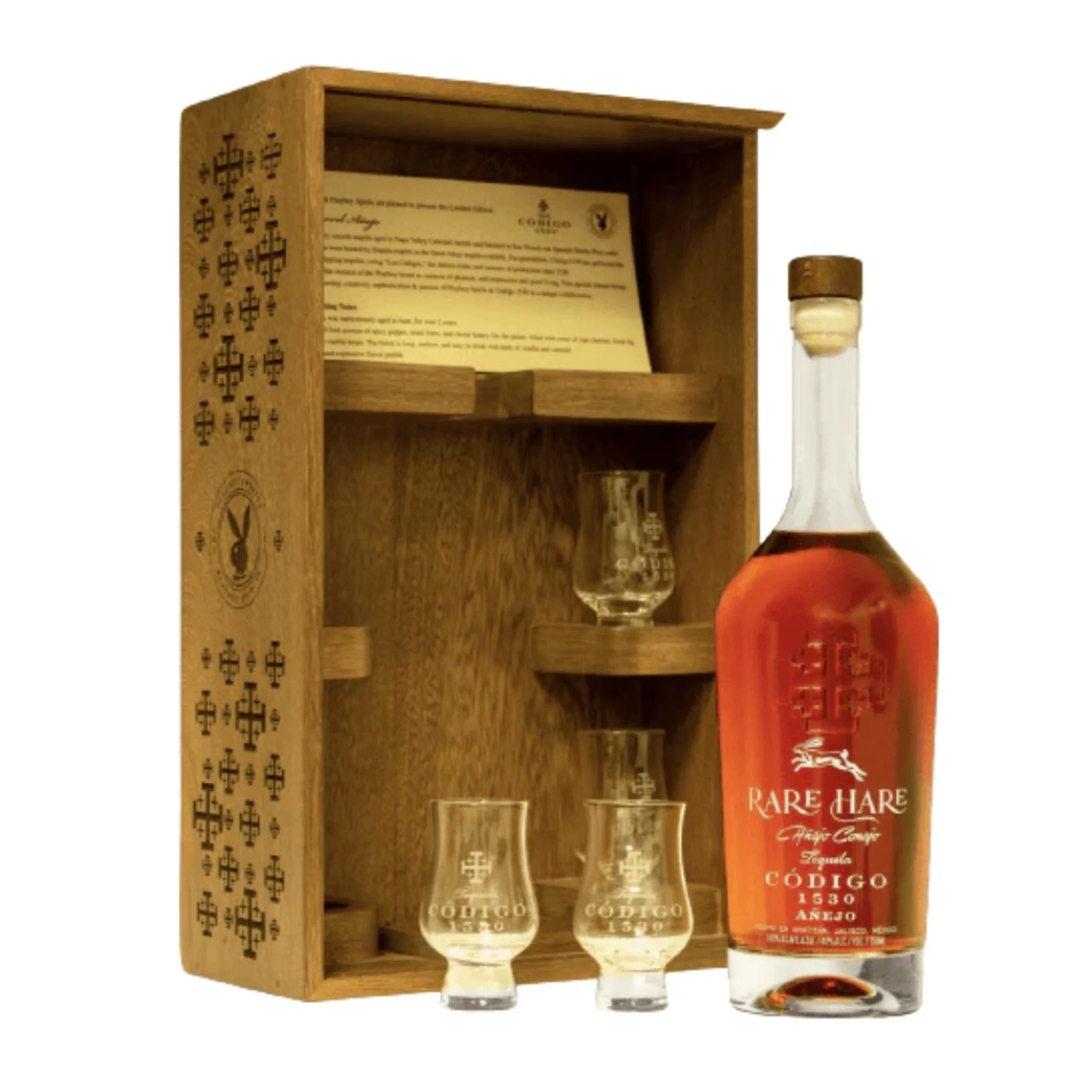 Codigo 1530 Tequila Rare Hare Anejo Cognac W/ Flute Glasses - Liquor Geeks