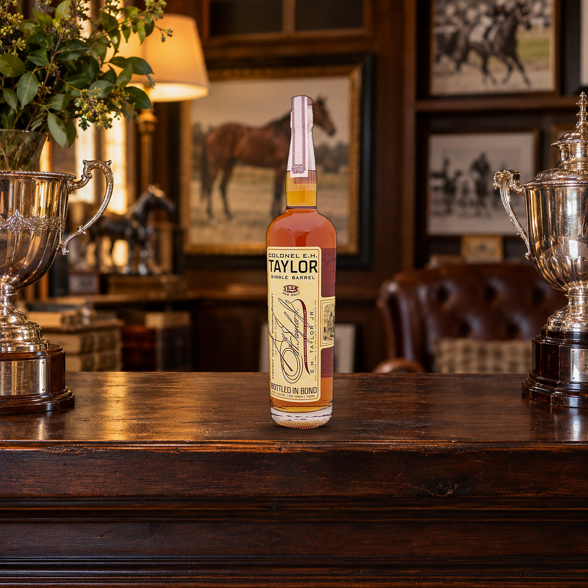Colonel E.H. Taylor Single Barrel Bourbon Whiskey trophy shelf - Liquor Geeks
