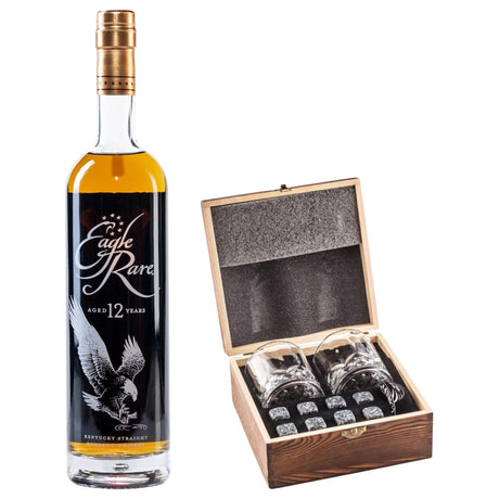Eagle Rare 12 Year With Gift — Wooden Box, 2 Glasses & Whiskey Stones