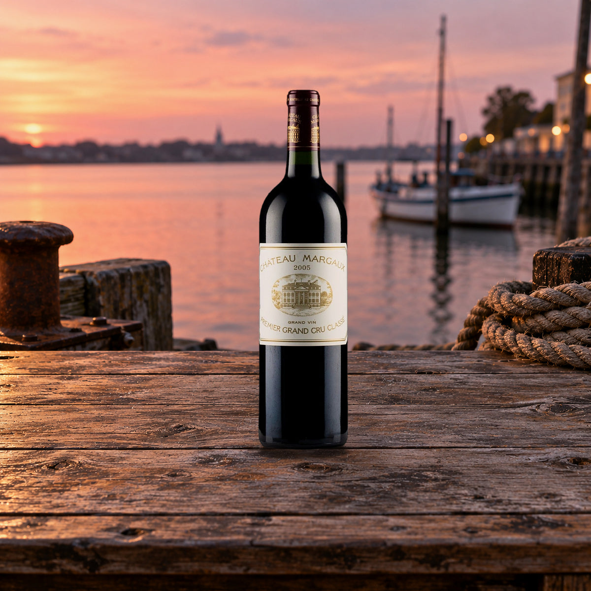 Chateau Margaux Margaux 2005 With Wood Box estuary quay bench - Liquor Geeks
