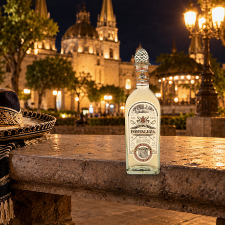 Fortaleza Reposado Tequila mariachi plaza bench - Liquor Geeks