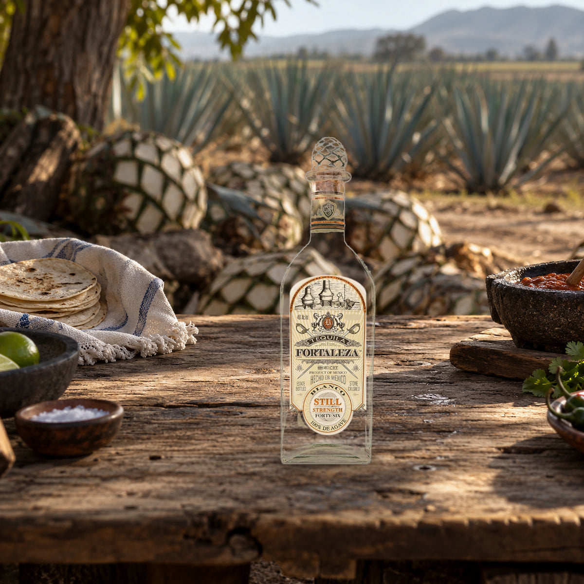 Fortaleza Tequila Blanco Still Strength 700mL jimador lunch - Liquor Geeks