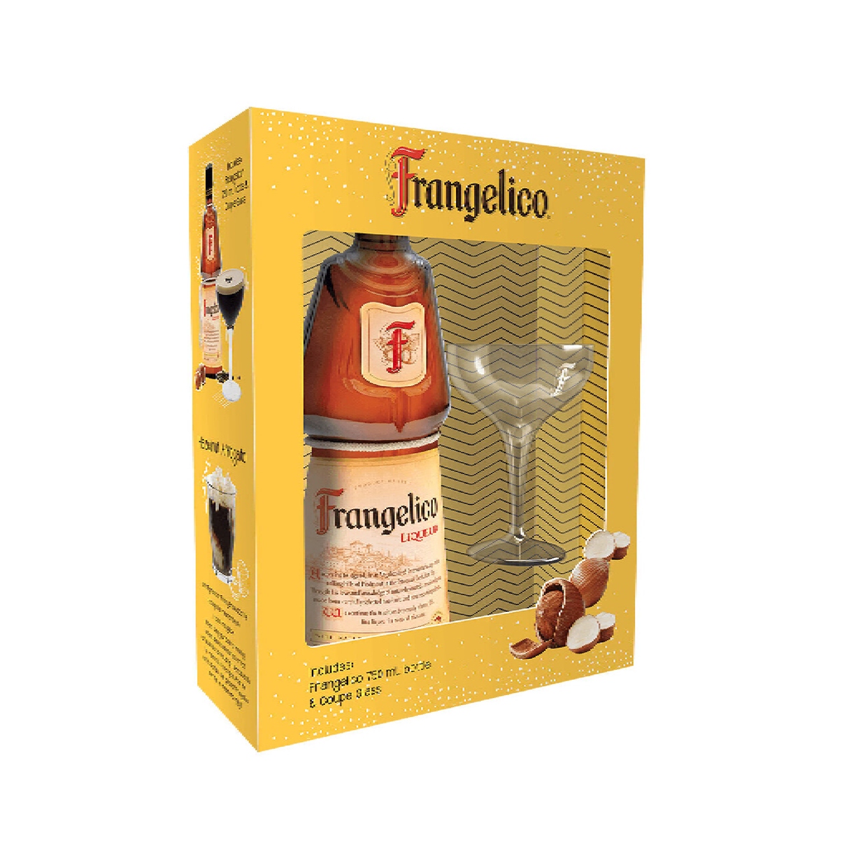 Frangelico Hazelnut Liqueur 40 W/ Martini Glass - Liquor Geeks