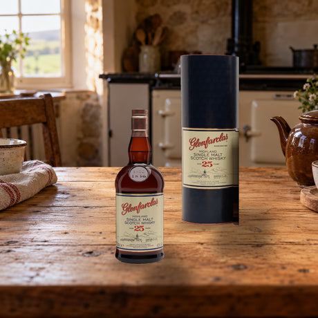 Glenfarclas 25 Years Aged Highland Single Malt Scotch Whiskey croft kitchen - Liquor Geeks