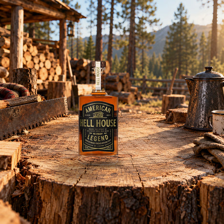 Hell House Blended American Whiskey American Legend 90 lumber camp table - Liquor Geeks