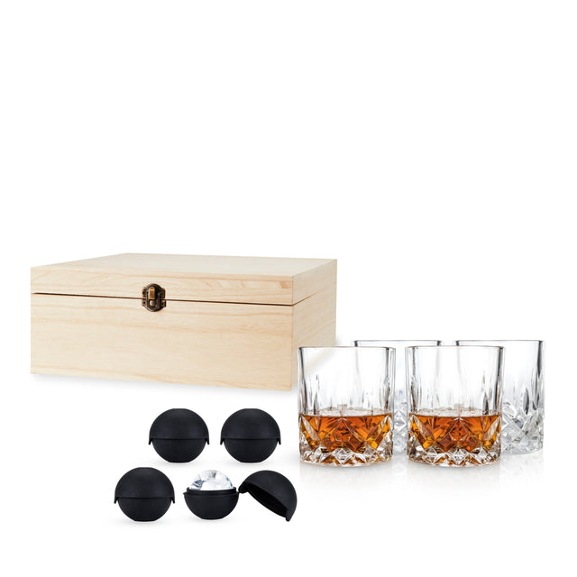 Viski Admiral 8-Piece Crystal Tumbler & Ice Sphere Box Set