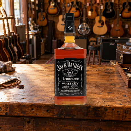 Jack Daniel's Old No. 7 Tennessee Whiskey – 3 Liter guitar shop counter - Liquor Geeks