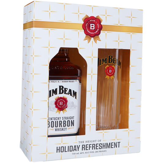Jim Beam Straight Bourbon White Label 4 Yr W/ Los Angeles Dodgers Highball Glass - Liquor Geeks