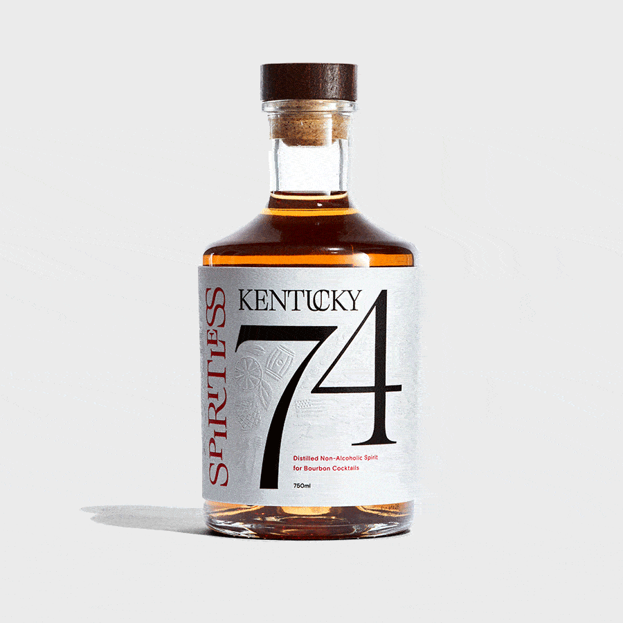 SPIRITLESS Kentucky 74 Distilled Non-Alcoholic Bourbon Whiskey - Bourbon-Style Spirit
