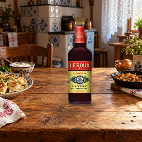 Leroux Blackberry Flavored Brandy Polish Style pierogi table - Liquor Geeks