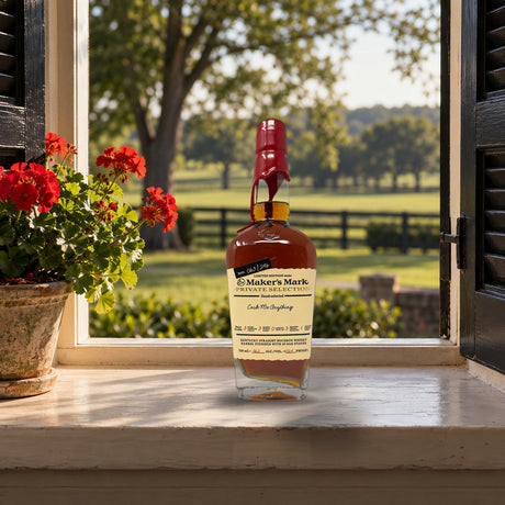 Maker's Mark Private Selection 'Cask Me Anything' Liquor Geeks Barrel Pick shuttered windowsill - Liquor Geeks