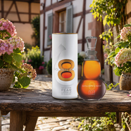 Ge Massenez Williams Pear Golden Eight half timbered courtyard - Liquor Geeks