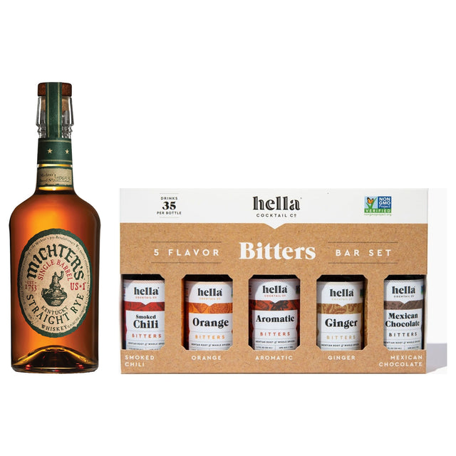 Rye & Bitters Set — Michter's US*1 Single Barrel Rye & Hella 5 Flavor Bitters Bar Set