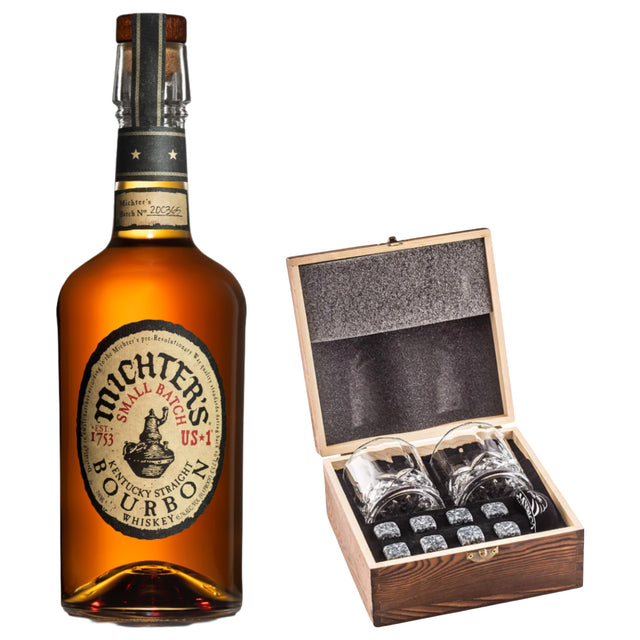 Michter's US*1 Small Batch Bourbon With Gift — Wooden Box, 2 Glasses & Whiskey Stones