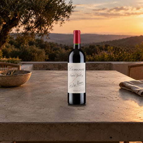 Dominus Red Wine Napa Valley 2023 With Wood Box minimal concrete dinner - Liquor Geeks