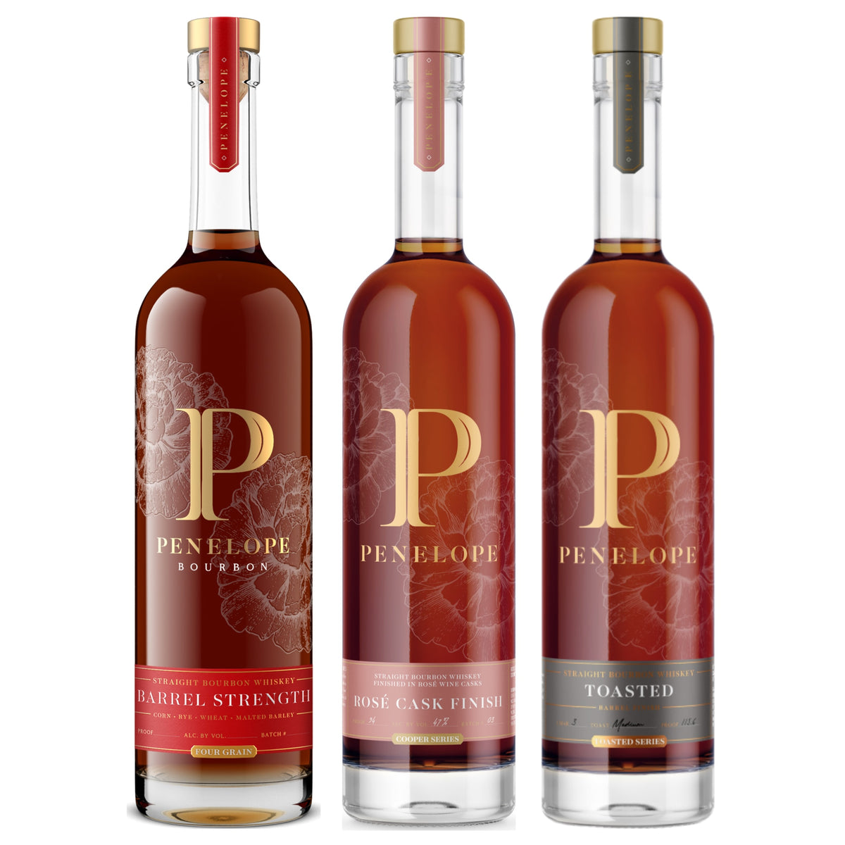 Penelope Straight Bourbon Trio — Barrel Strength, Rose Cask & Toasted 100