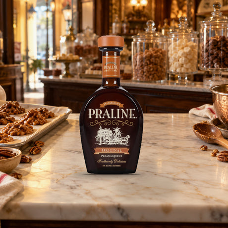 Praline Original Pecan Liqueur praline shop counter - Liquor Geeks