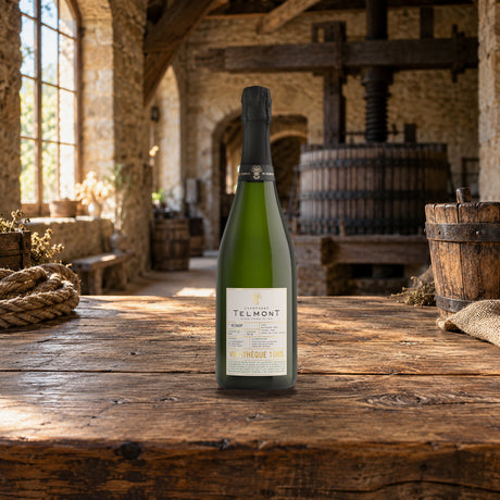 Telmont Champagne Extra Brut Vinothèque 1985 pressoir beams - Liquor Geeks
