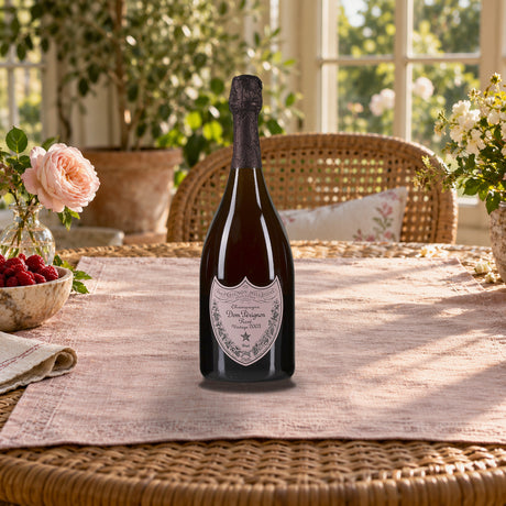 Dom Perignon Champagne Brut Rosé Plénitude Deuxième P2 2003 rattan pink brunch - Liquor Geeks