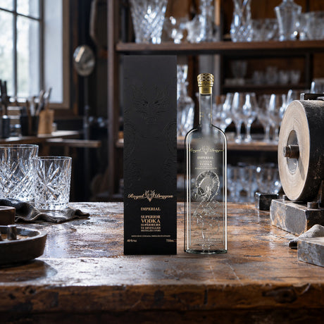 Royal Dragon Imperial Vodka crystal cutting bench - Liquor Geeks