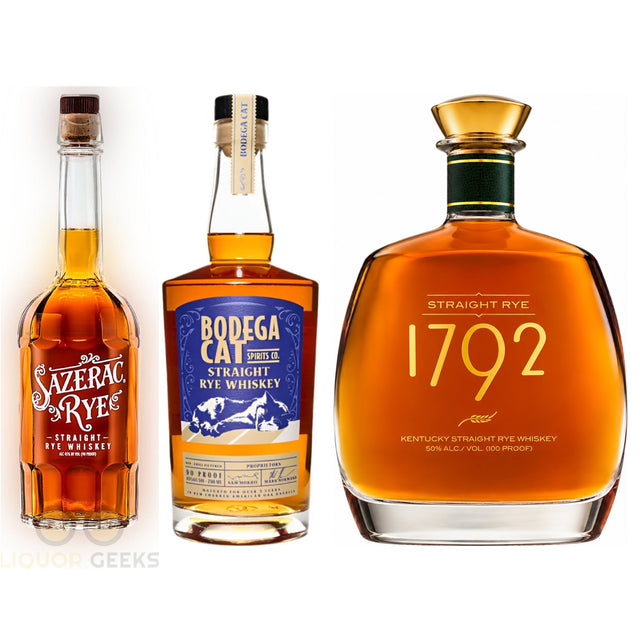 Rye Trio — Sazerac 6 Year, Bodega Cat & 1792 Rye 100 Proof