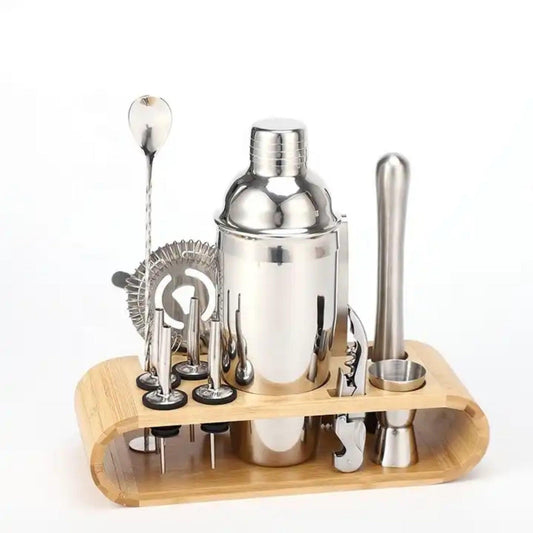 Stainless Steel Essential Barware Kit With Holder - Liquor Geeks
