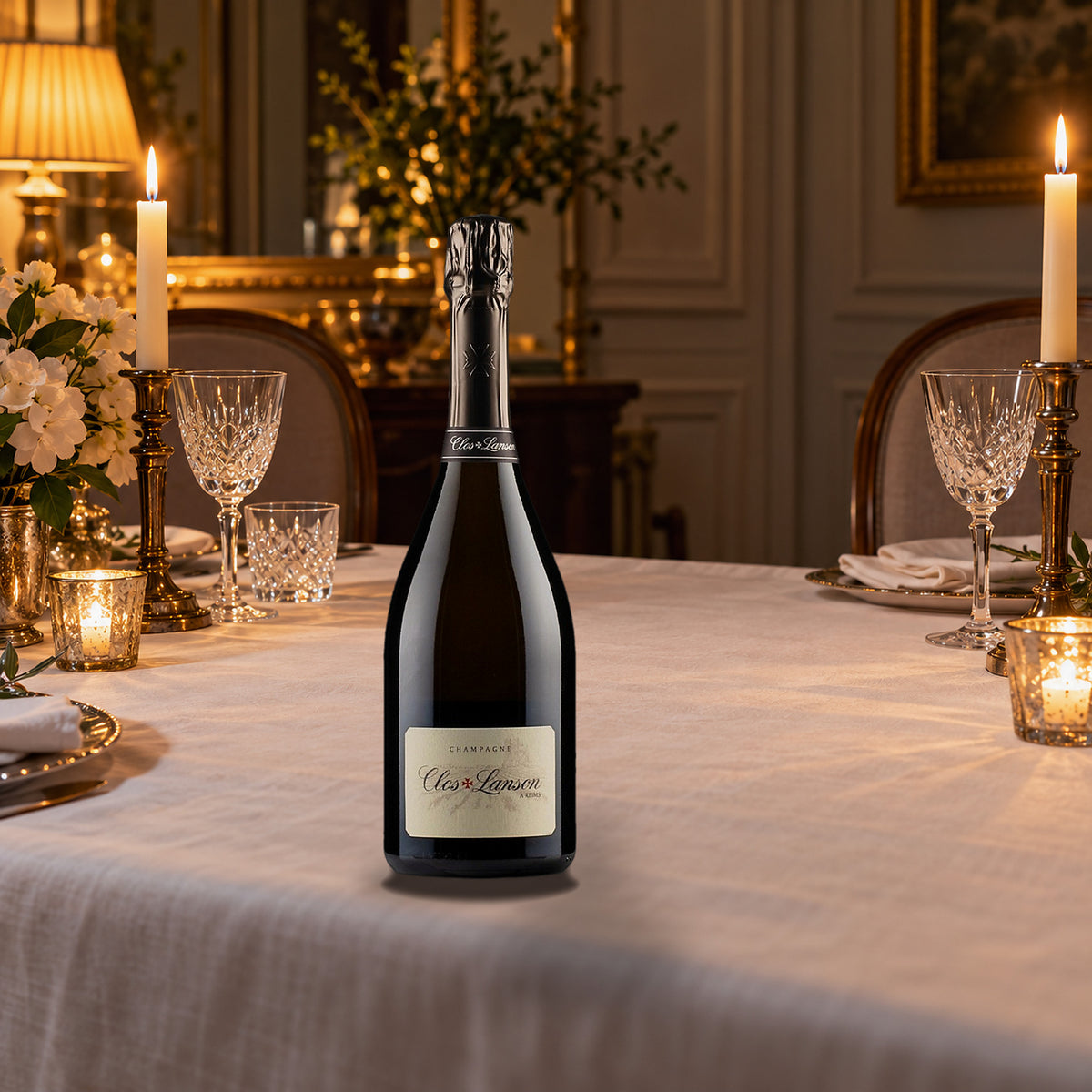 Lanson Champagne Brut Blanc De Blancs Clos Lanson 2007 With Wood Box supper table - Liquor Geeks