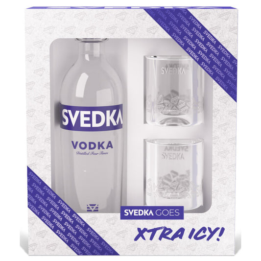 Svedka Vodka W/ 2 Tumbler Glasses - Liquor Geeks