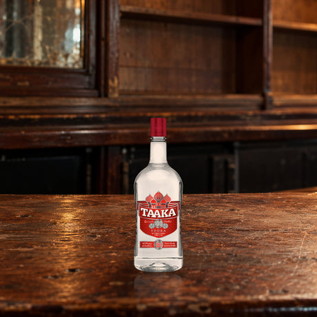 Taaka 100 Proof Vodka dive bar counter - Liquor Geeks