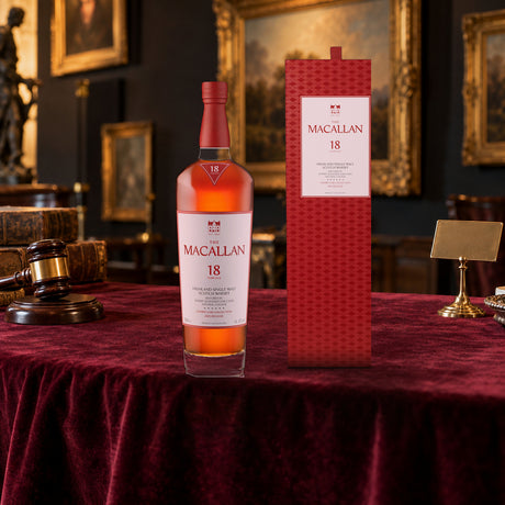 The Macallan 18 Year Old Sherry Oak Single Malt Scotch Whiskey auction table - Liquor Geeks