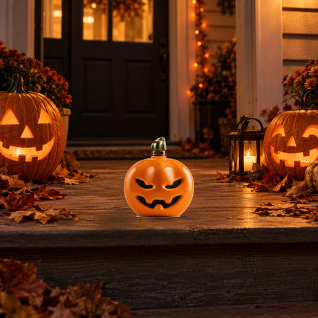 Tierra Sagrada Añejo Tequila Halloween Edition on a Halloween porch - Liquor Geeks