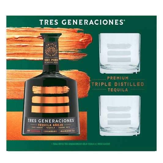 Tres Generaciones Tequila Anejo W/ Rocks Glasses - Liquor Geeks