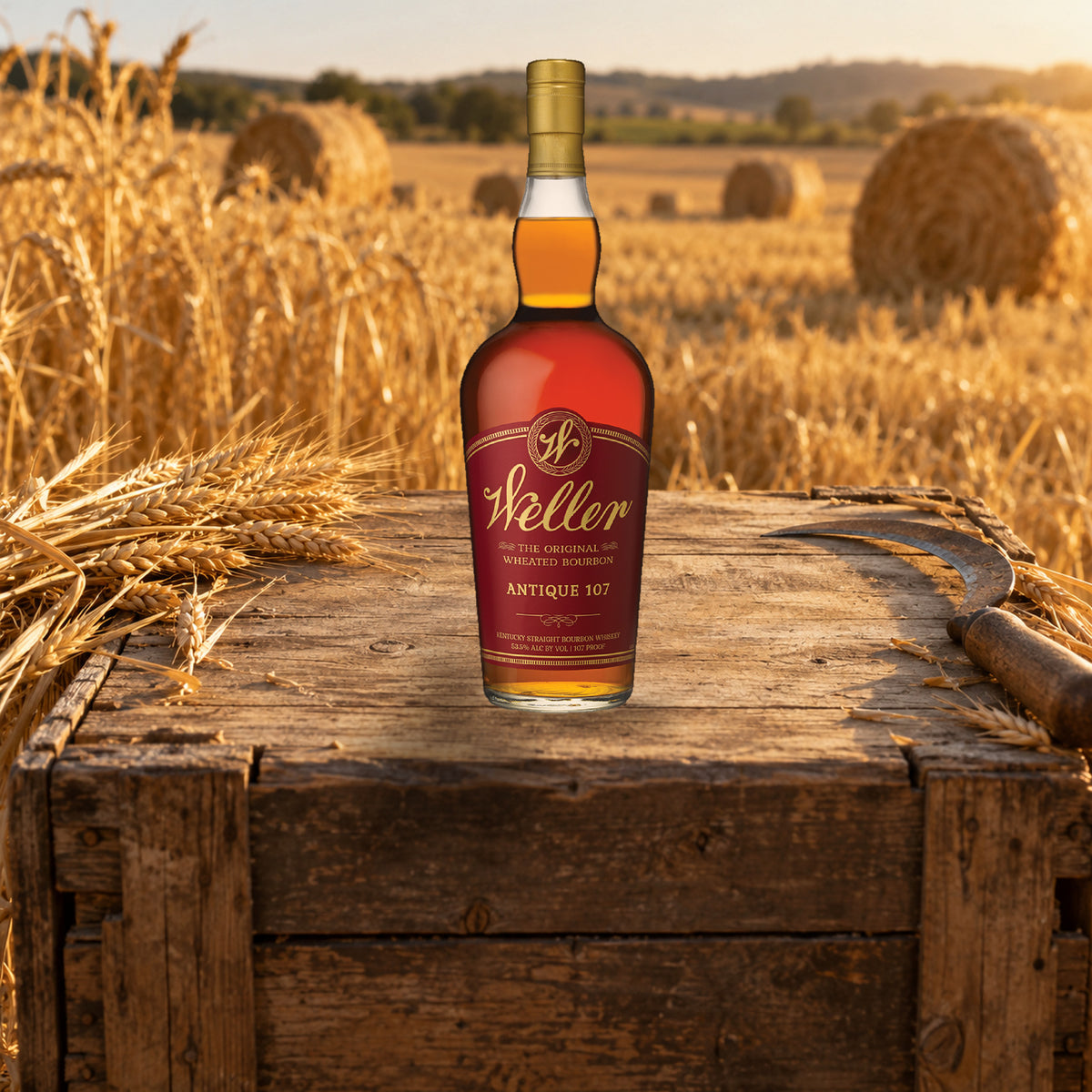 W.L. Weller Antique Wheated Kentucky Straight Bourbon Whiskey wheat harvest - Liquor Geeks