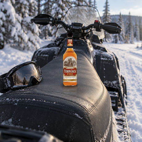 Yukon Jack Fire Liqueur snowmobile seat - Liquor Geeks