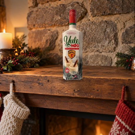 Yule Nog Fireball Liqueur stocking mantel - Liquor Geeks