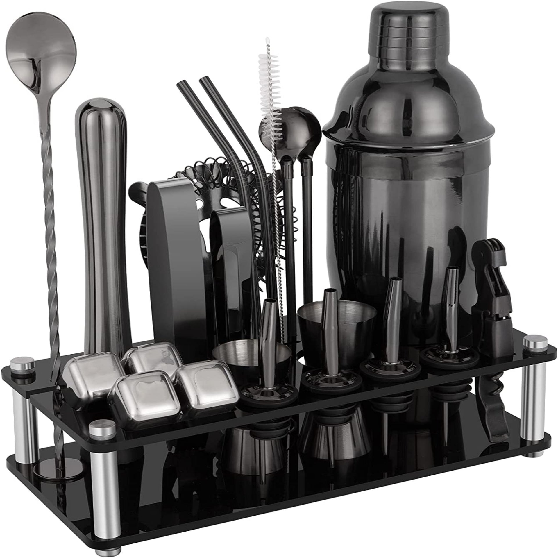 750 ML Shaker, 5 Pezzi Shaker Cocktail Set Kit da Barman in Acciaio Inox, Professionale Barman Set, con Colino, Jigger, Cucchiaio, per Miscelare Bevande, Casa, Bar, Feste (Argento 750 ML Shaker, 5 Pezzi Shaker Cocktail Set Kit da Barman in Acciaio Inox, Professionale Barman Set, con Colino, Jigger, Cucchiaio, per Miscelare Bevande, Casa, Bar, Feste (Argento